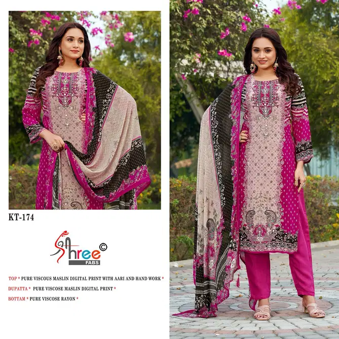 Kt 174 By Shree Fabs Viscose Printed Designer Salwar Suits Wholesale In India